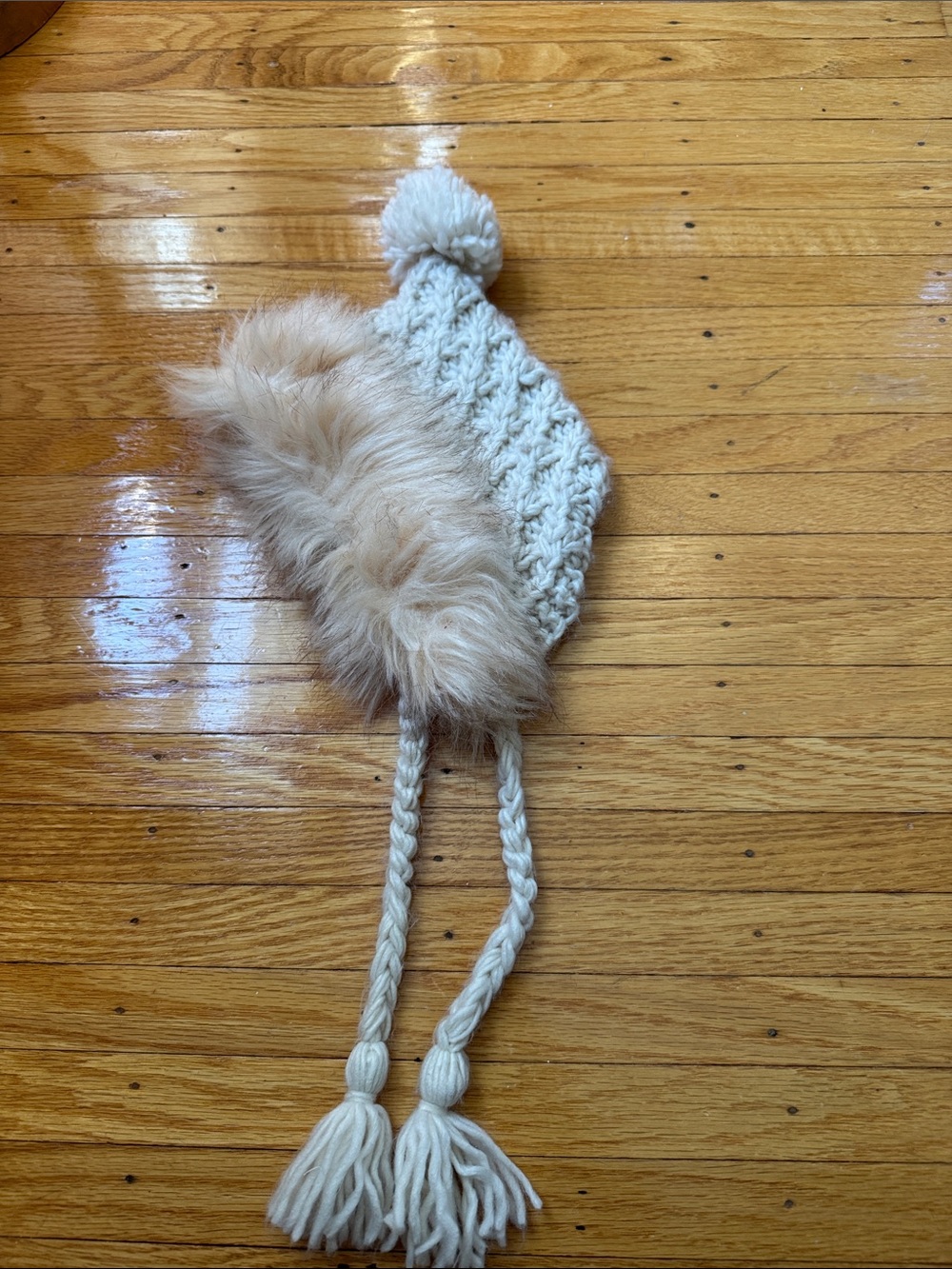 SPEARMINT FUR TRIMMED BONNET